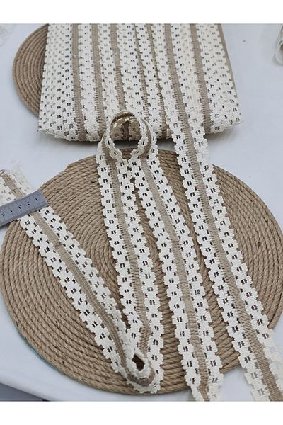 Esteks Dantel ve Tekstil Aksesuarları 5 Meters Decorative Jute and Cotton Stripe