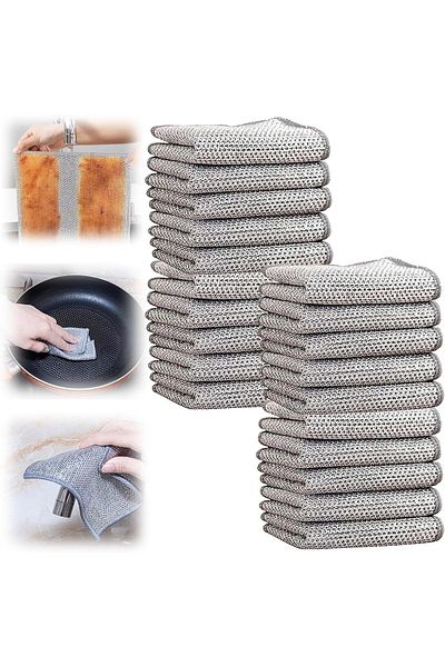 STOREMAX Ntwork Home 4 Pieces Reusable Wire Dish Cloth, Anti-Scratch Dish Cloth, Dish Cloth