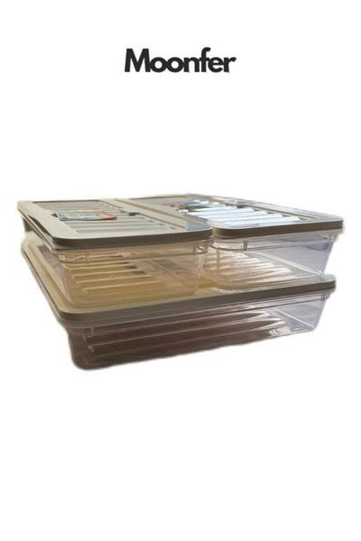 MOONFER 3-Piece Cream Color Freshbox Set Storage Container Suitable for Microwave and Freeze
