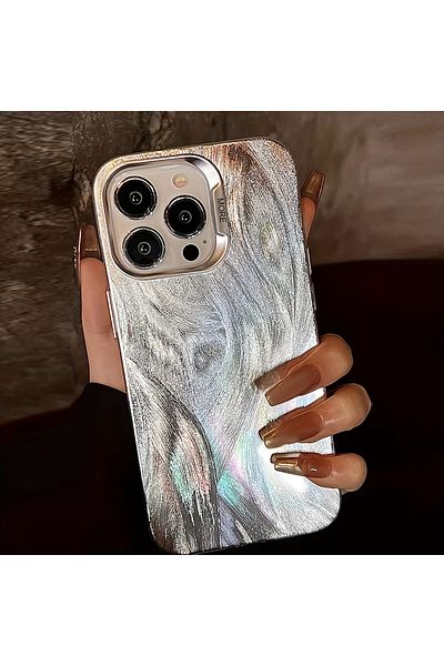 Vip Case iPhone 12/12 Pro - حافظة رائعة بتصميم عصري أنيق وشفاف فضي مموج