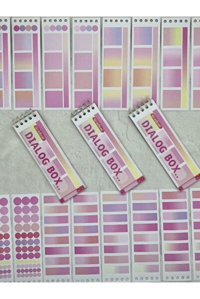 Kağıt Gemi Dükkan 20 Yaprak 328 Adet Binderli Pembe Tonları İndeks/İndex Sticker/Etiket/Çıkartma/Postit/Post-it