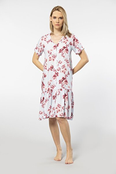 TÜREN Φόρεμα με υφαντό κουμπί 3603/Μπλε