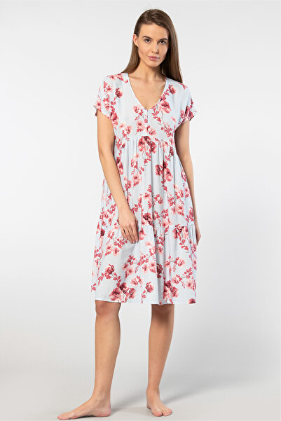 TÜREN 3602 Γυναικείο κοντομάνικο υφαντό φόρεμα