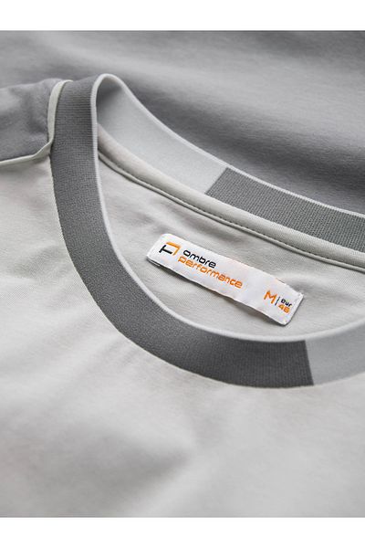 OMBRE Pánské tričko s elastanem s barevnými rukávy - šedé V4 OM-TSCT-0176 XXL