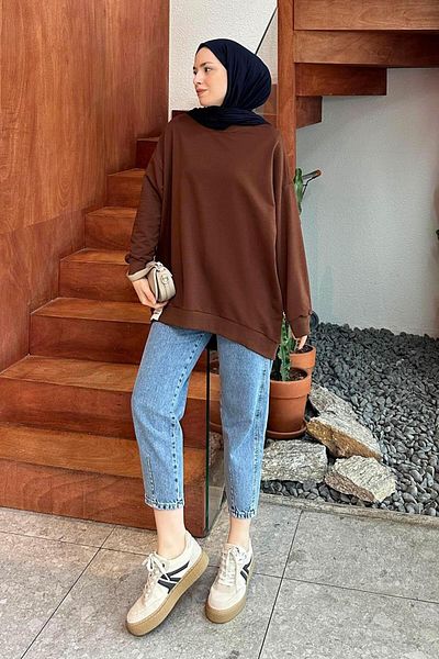 lamelif Φούτερ Oversize Bitter Brown - Λεπτομέρεια ετικέτας