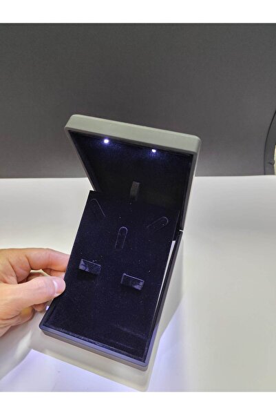 BURAKKUTU Işıklı Siyah Büyük Kolye&Miniset Kutusu uzunluk:16cm en:10.5cm yüks...