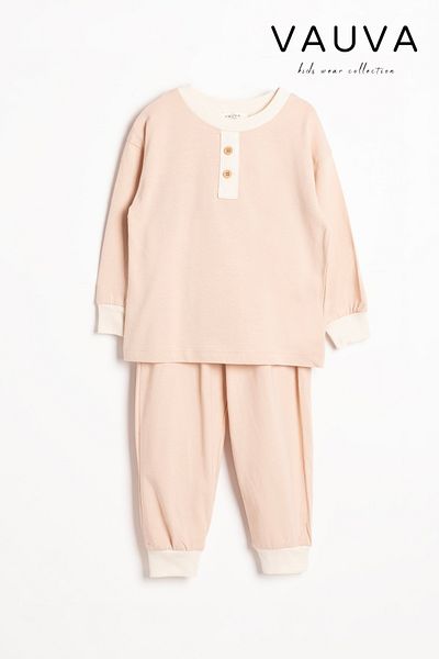 Vauva Seasonal Pajamas Set Long Sleeve Button Detailed Girls Boys Pajamas Set