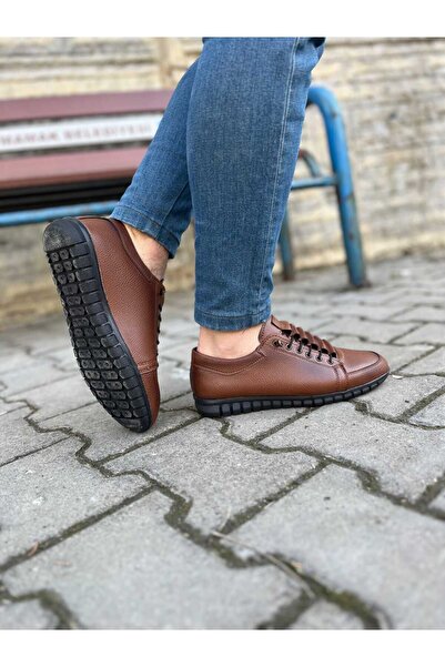 AYHİRASHOES Yumuşak Suni Deri Ortopedik Erkek Klasik Spor Ayakkabı