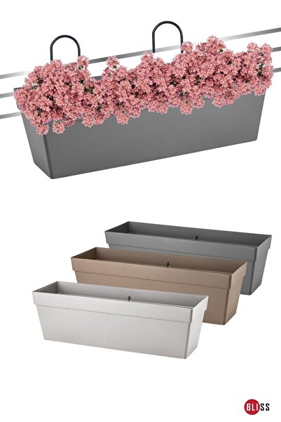 Bliss Çok Renkli Yalı Saksı 10,8 Lt 50 Cm Plastik Bahçe Balkon Veranda Küpeşte Çiçek Saksısı