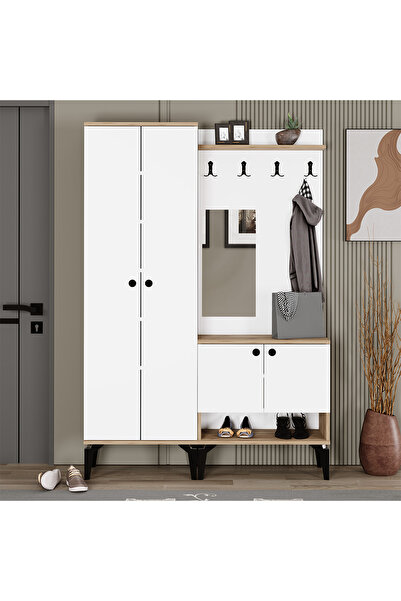 Kalender Dekor Eslem-1-2 Aynalı Portmanto Vestiyer Ayakkabılık