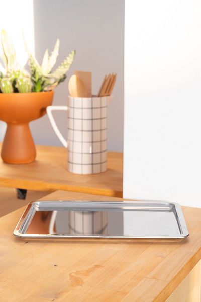 Beige & Stone Metal Tea Coffee Presentation Tray