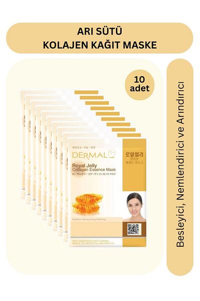 Dermal Nourishing, Moisturizing, Purifying Royal Jelly Extract Collagen Mask 23gr X10 Pieces