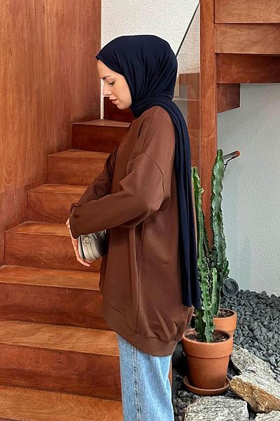 lamelif Φούτερ Oversize Bitter Brown - Λεπτομέρεια ετικέτας