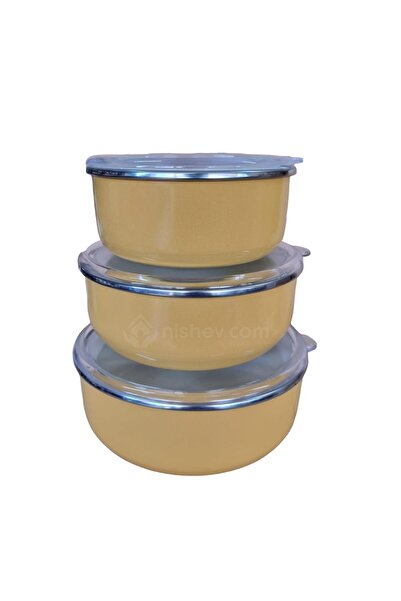 Nishev.com Evini Sev Italian Set of 3 Enameled Food Storage Containers 14/16/18 cm – Yellow