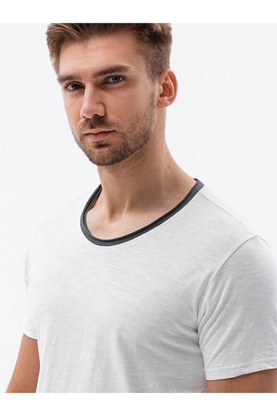 OMBRE Herren-T-Shirt mit rohem Finish - Ecru V6 OM-TSCT-22SS-004 XL