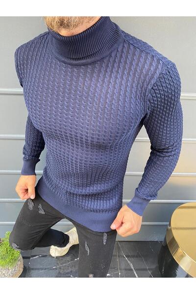 elkumoda Pulover slim din bumbac natural cu gât țesut, fără pilling, conforta...