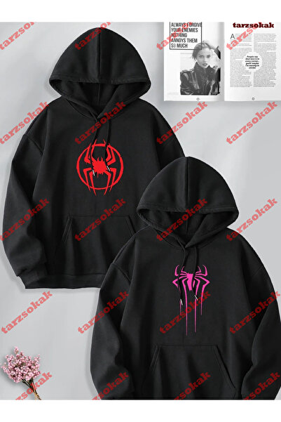 Tarzsokak Hanorac cu glugă cu imprimeu cu logo-ul Spider-Man și Spider-Girl -...