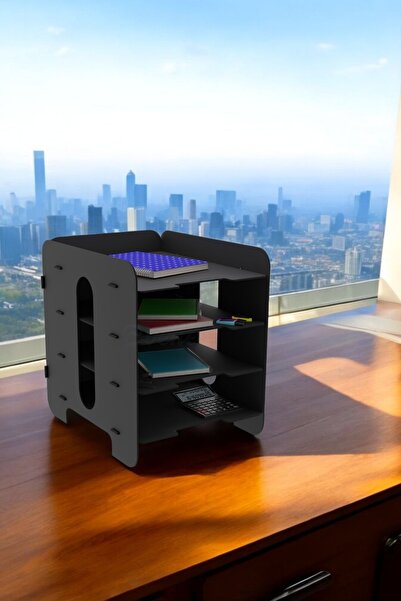 Evene Dosya Düzenleyici Masa Üstü Organizer Ahşap Evrak Raflı Model 1