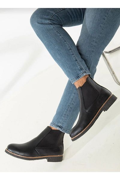 FAYMAZ Chelsea Men - Black Printed Casual Boots