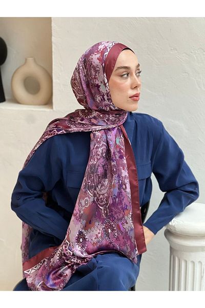 Modakaşmir Şal mătăsos cu model aztec