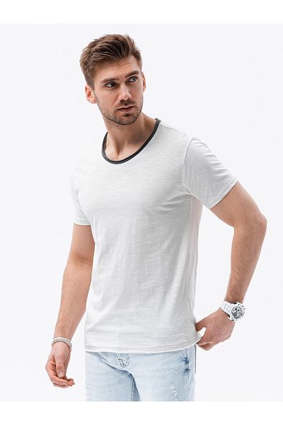 OMBRE Herren-T-Shirt mit rohem Finish - Ecru V6 OM-TSCT-22SS-004 XL