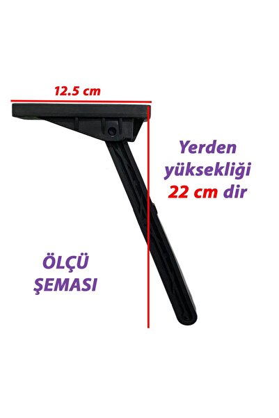GLASWEN 4 Adet Katlanabilir Siyah Yer Sofra Ayağı Katlanır Yer Sofrası Sini Altı Plastik Ayak 22 Cm