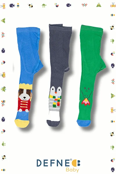 Defne Baby 3 Pieces Animal Concept Cotton Baby Boy and Child Pantyhose