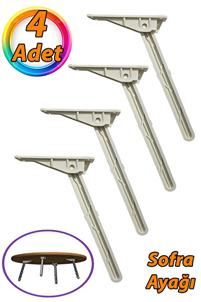 GLASWEN 4 Adet Katlanabilir Beyaz Yer Sofra Ayağı Katlanır Yer Sofrası Sini Altı Plastik Ayak 22 Cm