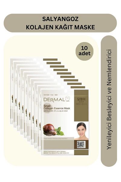 Dermal Renewing Nourishing and Moisturizing Snail Extract Collagen Mask 10 Pieces