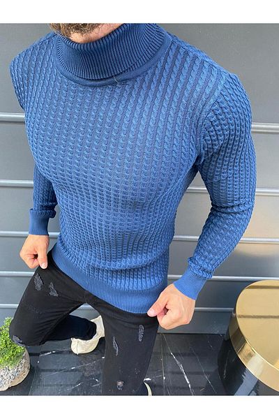 elkumoda Pulover slim din bumbac natural cu gât țesut, fără pilling, confortabil, elastic, subțire, tricotaj, pulover