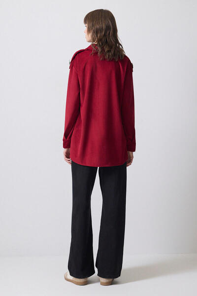 Touché Privé APOLET DETAYLI FİTİLLİ KADİFE GÖMLEK