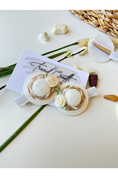 TrendCraft قبعة من القش مع مشبك مشبك من قطعتين باللون الوردي