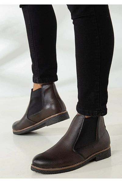 FAYMAZ Chelsea Men's - Brown Printed Casual Boots