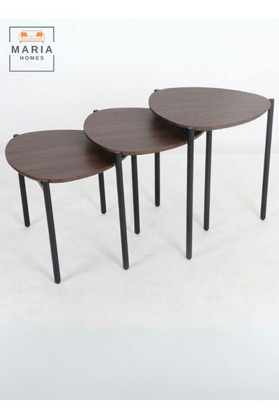 MARIA HOMES Set of 3 Nesting Coffee Tables – Modern Space-Saving Design for Living Room (Walnut Finish)
