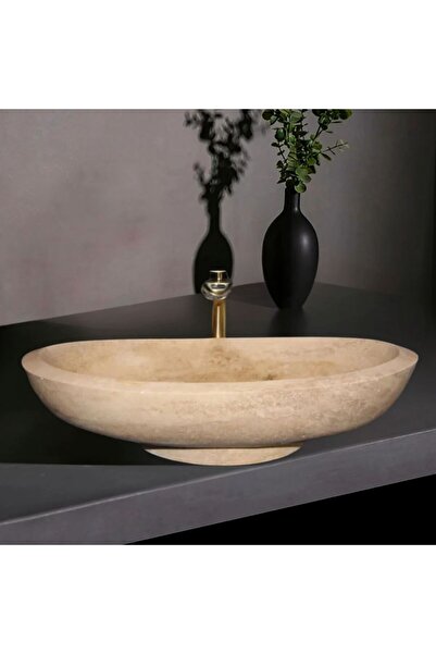 entrend Hale Traverten Elips Ayaklı Lavabo-281