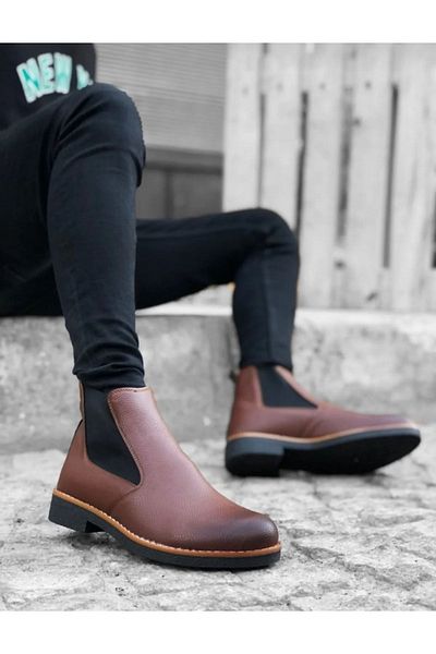 FAYMAZ Chelsea Men's Daily Tan Printed Boots