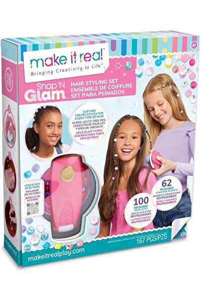 Make It Real Snap N' Glam Hair Styling Set - Reusable Gems & Bead Clips