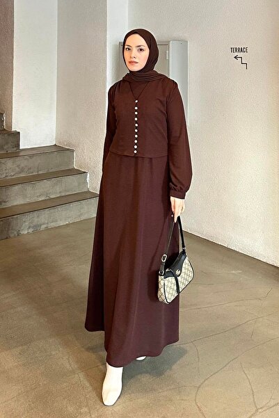 lamelif Set gilet hijab maro amar - Cardigan cu detaliu cu nasturi