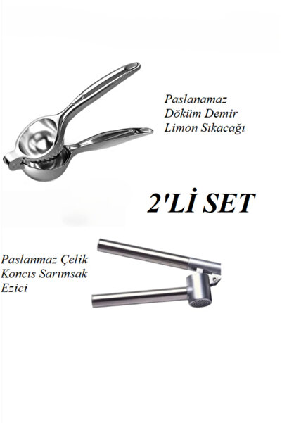 Hilamingo Home 2'li Set; Ağır Çelik Lüx Limon Sıkacağı, Ağır çelik Sarımsak E...