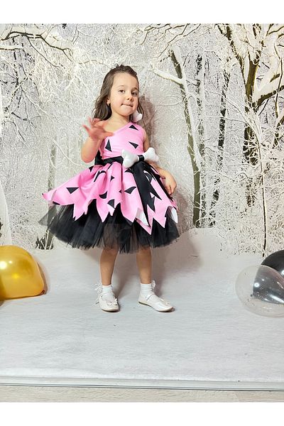Star Kids Pink Pebble Dress for Girls, Pink Stone Age Costume for Girls