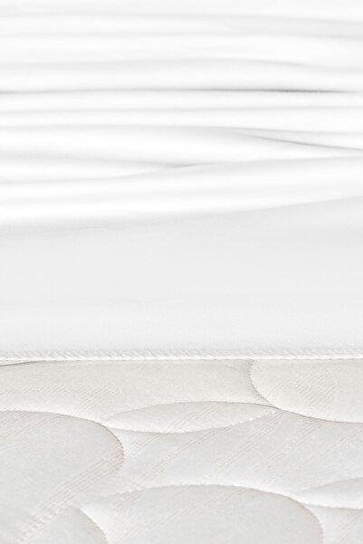 Madame Coco Ciel King Size 100% Cotton Elastic Satin Bed Sheet - White