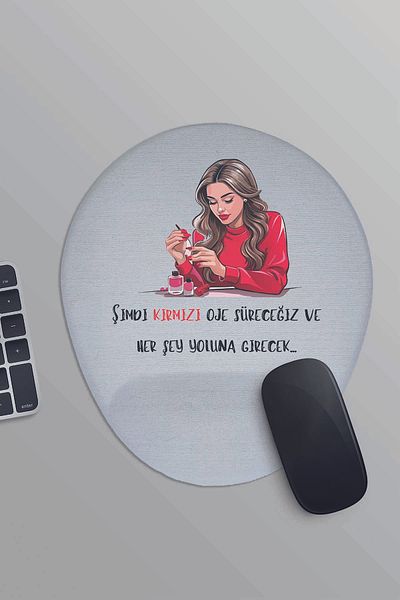 qoeuyl boutique Now We Will Drive Red Nail Polish and Everything Will Be Ok Printed Oval Wrist Rest Mousepad