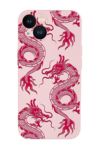 mooodcase iPhone 13 Uyumlu Ejderha Desenli Kamera Korumalı Premium Silikonlu Telefon Kılıfı