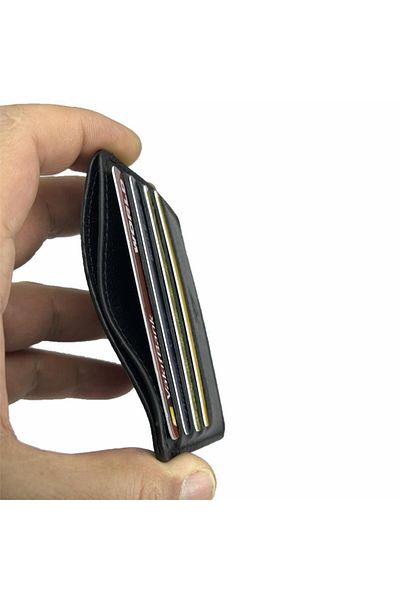 DİGA Black Genuine Leather 8 Compartment Card Holder Guti