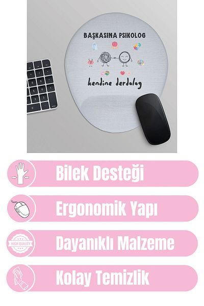 qoeuyl boutique Psychologist to Someone Else Derdolog to Oneself Funny Fun Printed Oval Wrist Support Mousepad