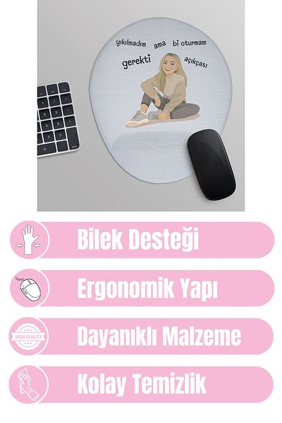 qoeuyl boutique Δεν έχω καταστραφεί, αλλά πρέπει να κάθομαι Bi Clearly Printed Fun, Οβάλ Υποστήριξη Καρπού Mousepad