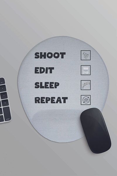 qoeuyl boutique Shoot Edit Sleep Repeat Photographer Gift Printed Oval Wrist Support Mousepad