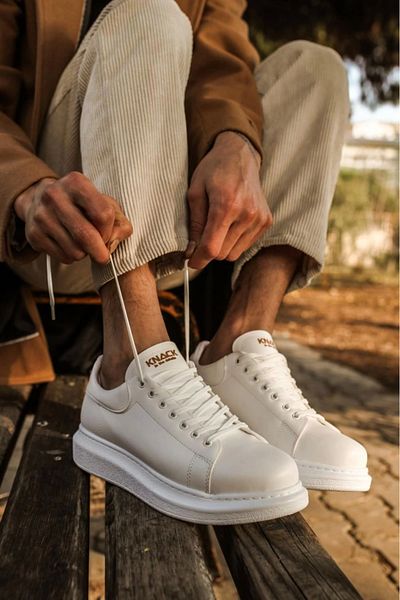 Knack 044 Pantofi casual alb cu talpă înaltă