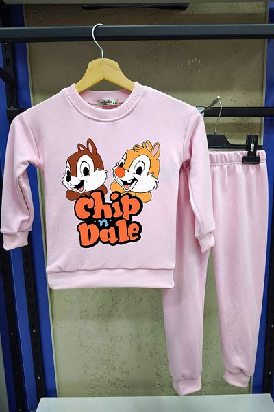 endudu Chip'N Dale Squirrel Stripe Flim Character Children's 2-Piece Seasonal Suit 100% Cotton for Kindergarten-Nursery