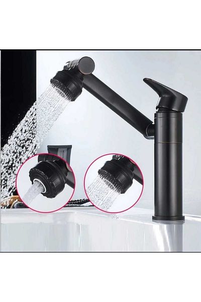 ZEK BANYO Black Matte Sink - Play 360, Open & Close, Mix Faucet, Hot & Cold Water Inlet, 5 Years Warranty